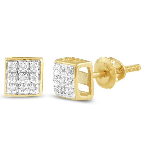 10KY 0.05CTW DIAMOND SQUARE DOME EARRINGS