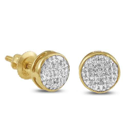 10KY 0.05CTW DIAMOND ROUND DOME EARRINGS