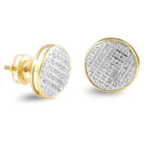 10KY 0.15CTW DIAMOND ROUND DOME EARRINGS