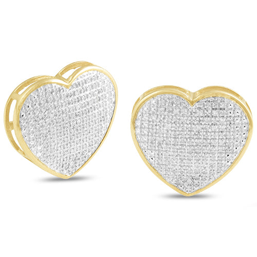 10KY 0.75CTW DIAMOND HEART DOME EARRINGS
