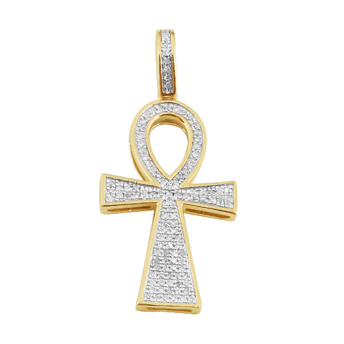 10KY 0.30CTW DIAMOND ANKH CROSS PENDANT