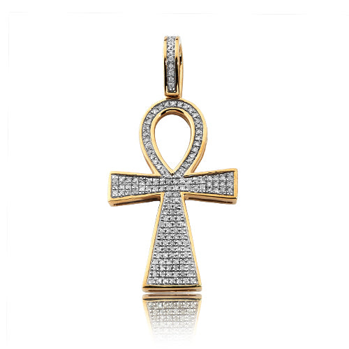 10KY 0.40CTW DIAMOND ANKH CROSS PENDANT