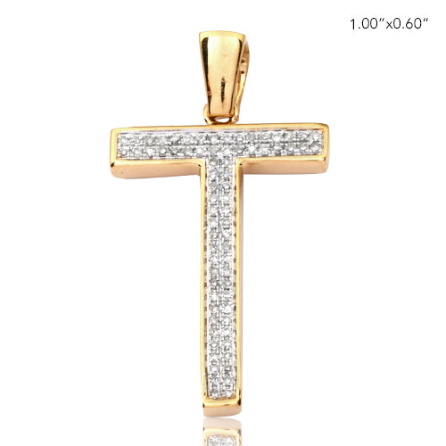10KY 0.15CTW DIAMOND INITIAL PENDANT - "T"