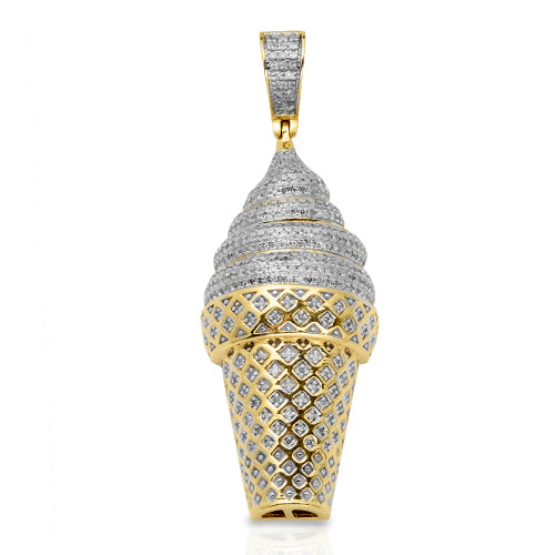 10KY 0.90CTW DIAMOND ICE CREAM CONE PENDANT