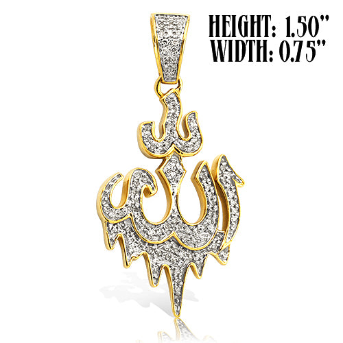 10KY 0.35CTW DRIPPING DIAMONDS ALLAH PENDANT