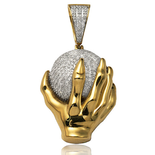 10KY 0.75CTW DIAMOND PENDANT - MONSTER HAND HOLDING