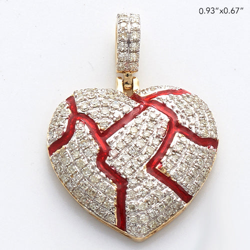10KY 0.50CTW DIAMOND BROKEN HEART PENDANT - RED