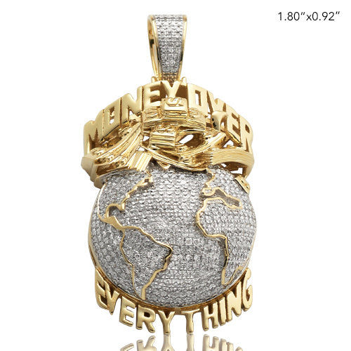 10KY 1.05CTW DIAMOND GLOBE WITH TEXT PENDANT