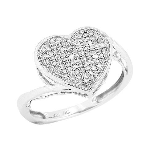Sterling Silver 0.25CTW DIAMOND HEART RING