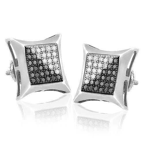 Sterling Silver 0.33CTW 1/2BLACK DIA KITE EARRINGS