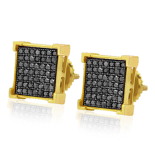 Yellow Silver 0.15CTW BLACK DIA V-PRONG ER