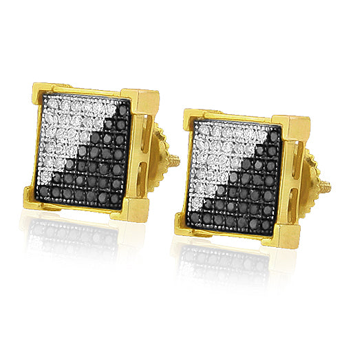 Yellow Silver 0.15CTW 1/2BLACK DIA V-PRONG ER