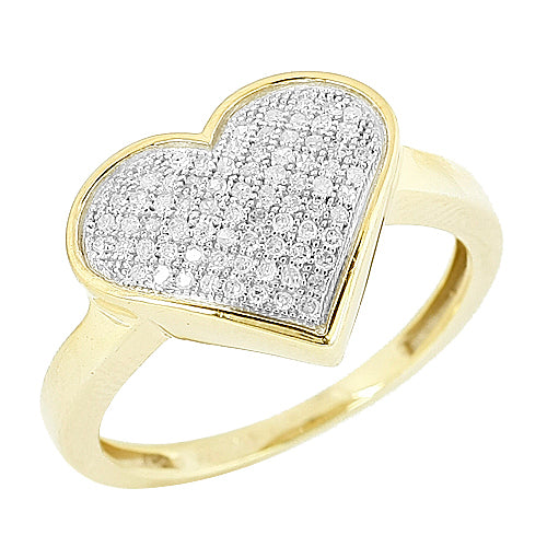 Yellow Silver 0.25CTW FANCY HEART RING