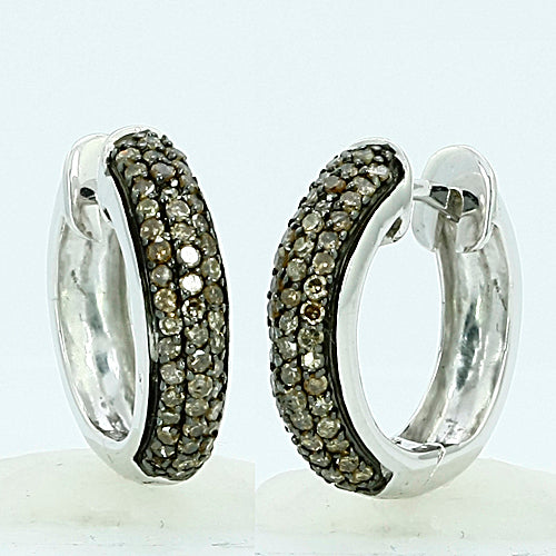 Sterling Silver 0.75CTW CHAMPAGNE DIAMOND HOOP EARRINGS