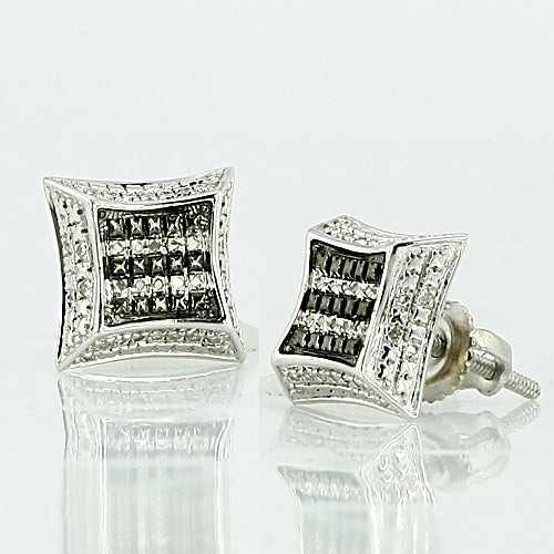 Sterling Silver 0.15CTW BKD+WD DIAMOND FANCY EARRINGS