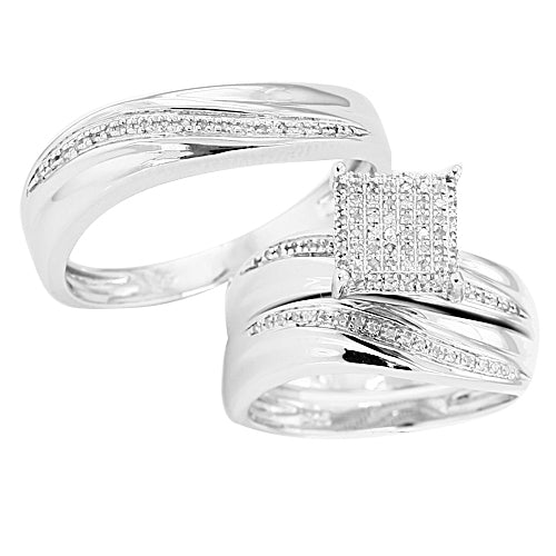 Sterling Silver 0.25CTW DIAMOND FANCY TRIO SET