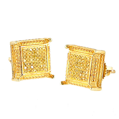 Yellow Silver 0.15CTW DIAMOND FANCY EARRINGS