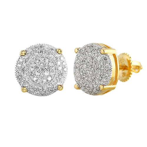 Yellow Silver 0.35CTW DIAMOND DISC EARRINGS