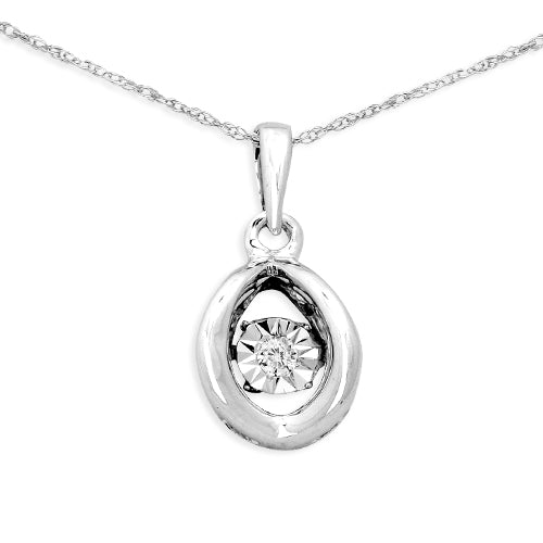 Sterling Silver 0.05CTW DANCING DIAMOND PENDANT