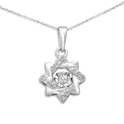 Sterling Silver 0.15CTW DANCING DIAMOND STAR PENDANT
