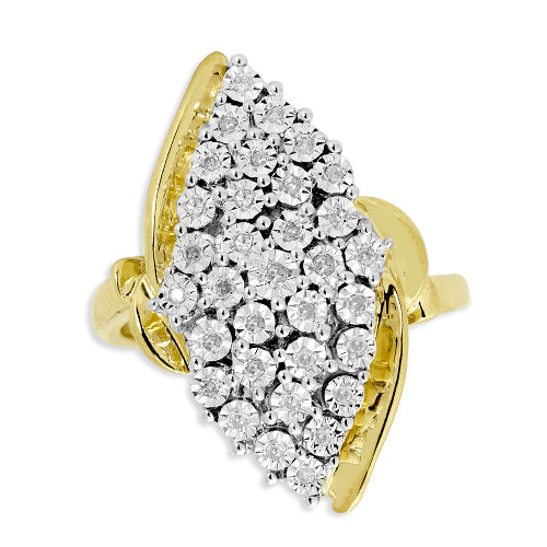 Yellow Silver 0.25CTW DIAMOND ILLUSION RING