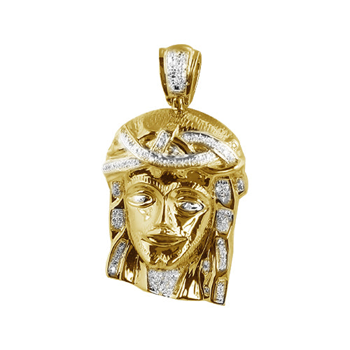 Yellow Silver 0.30CTW DIAMOND JESUS PENDANT