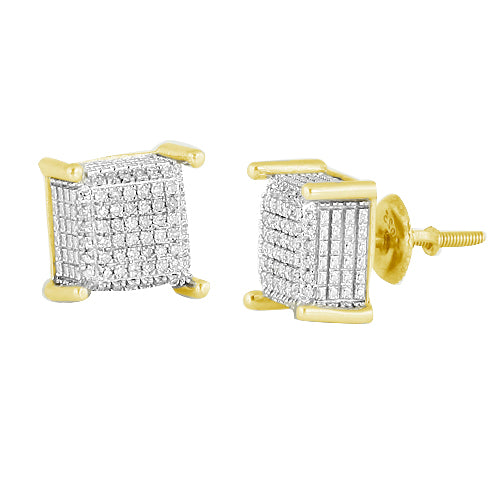 Yellow Silver 0.25CTW DIAMOND DICE EARRINGS