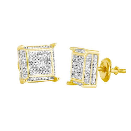 Yellow Silver 0.15CTW DIAMOND FANCY EARRINGS