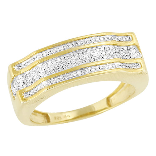 Yellow Silver 0.35CTW DIAMOND FANCY MENS RING
