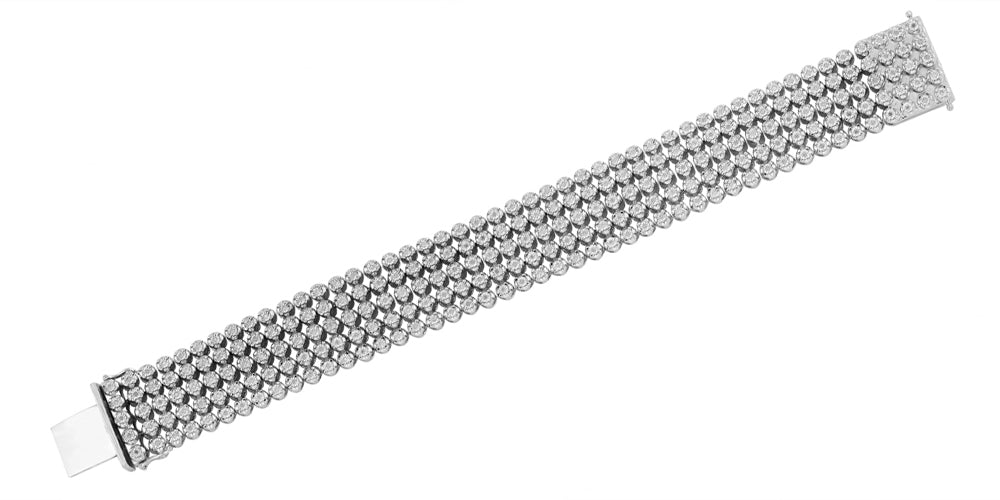 Sterling Silver 1.25CTW 5-ROW DIAMOND BRACELET