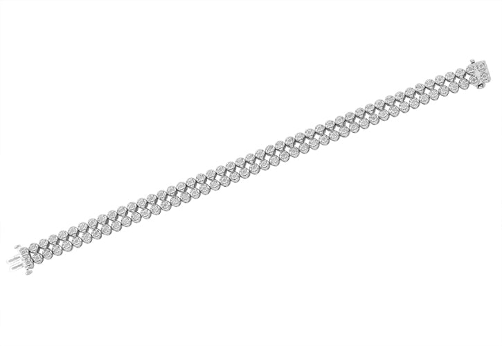 Sterling Silver 0.50CTW 2-ROW DIAMOND BRACELET