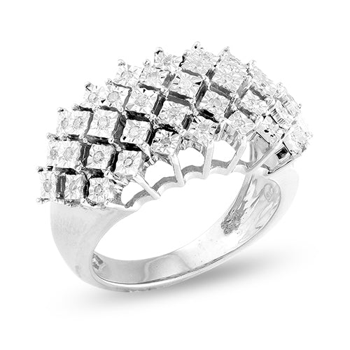 Sterling Silver 0.25CTW DIAMOND ILLUSION SET RING