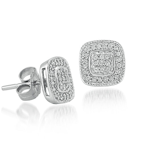 Sterling Silver 0.25CTW DIAMOND FANCY EARRINGS