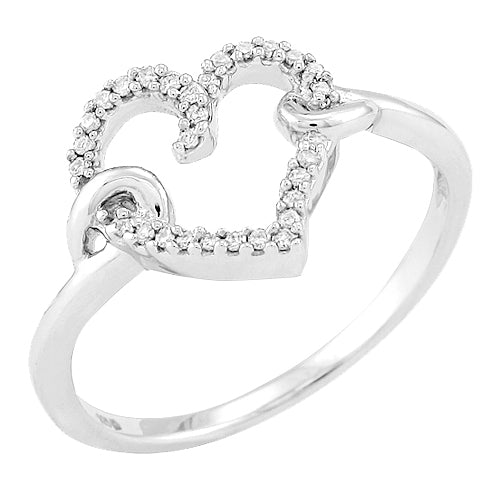 Sterling Silver 0.10CTW DIAMOND FANCY HEART RING