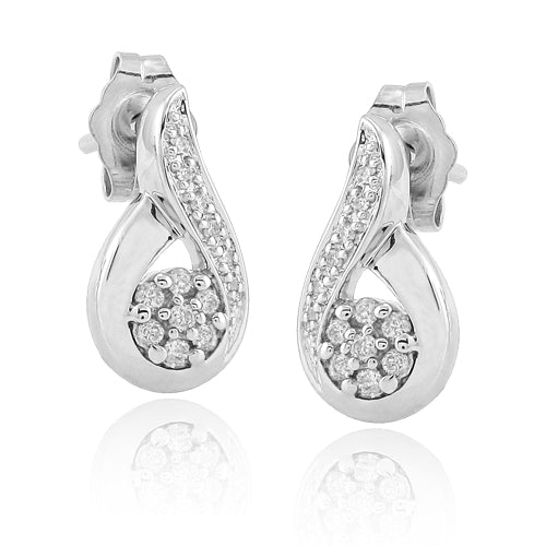 Sterling Silver 0.15CTW DIAMOND FANCY EARRINGS