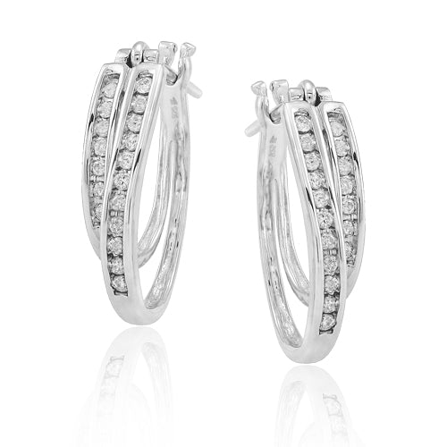 Sterling Silver 0.15CTW DIAMOND FANCY EARRINGS