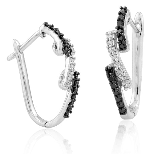 Sterling Silver 0.25CTW BLACK & WHITE DIAMOND FANCY EARRINGS