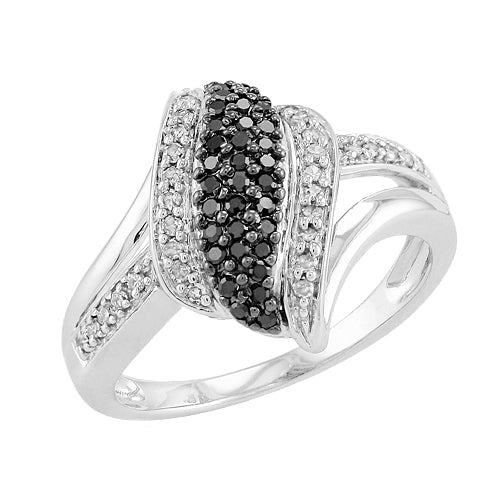 Sterling Silver 0.35CTW BLACK DIA FANCY RING