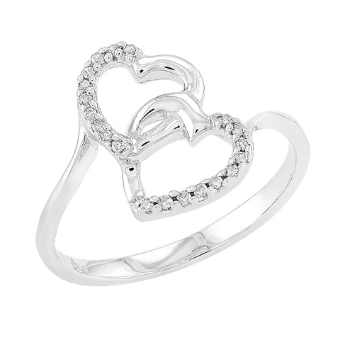Sterling Silver 0.10CTW DIAMOND HEART RING