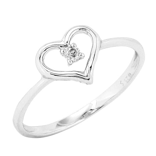 Sterling Silver 0.05CTW DIAMOND FANCY HEART RING