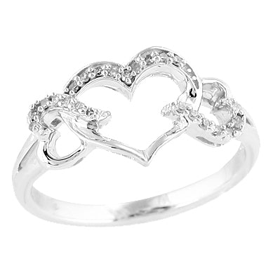 Sterling Silver 0.10CTW DIAMOND FANCY RING