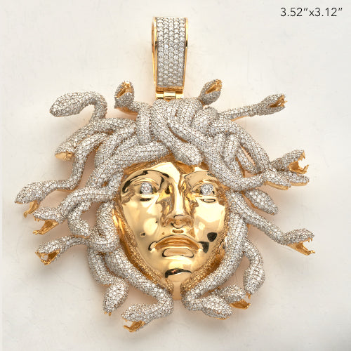 14KY 16.95CTW DIAMOND MEDUSA HEAD PENDANT