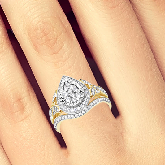 Diamond Halo Engagement Ring .65 CTW Round Cut 14K Yellow Gold