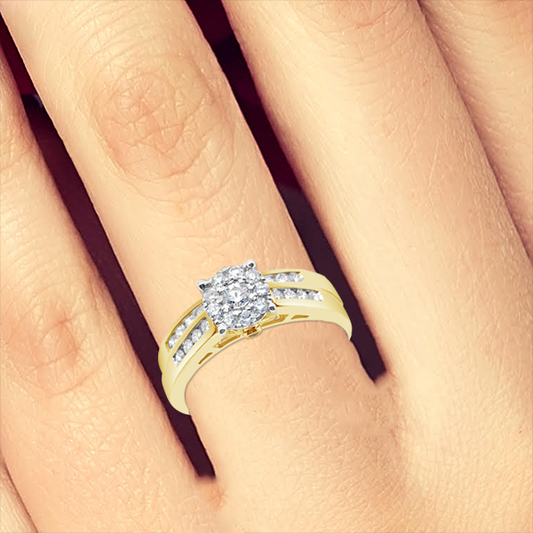 Diamond Halo Engagement Ring .50 CTW Round Cut 14K White Gold