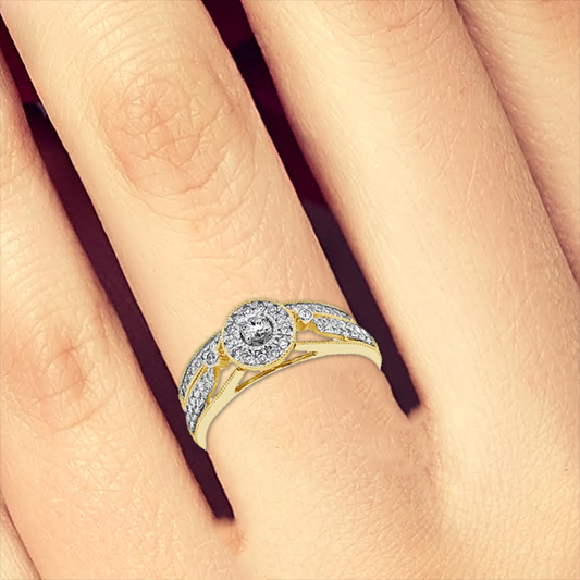 Diamond Halo Engagement Ring .33 CTW Round Cut 14K White Gold