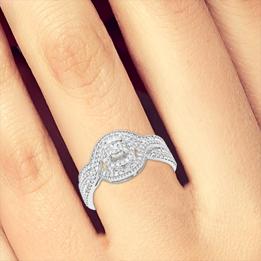 Diamond Halo Engagement Ring .33 CTW Round Cut 10K White Gold