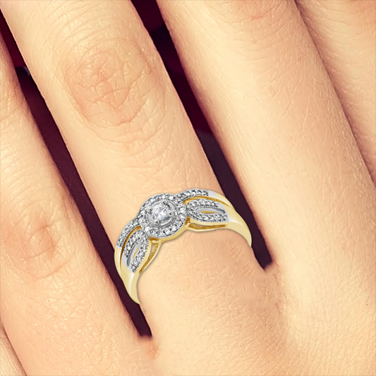 Diamond Halo Engagement Ring .25 CTW Round Cut 10K Yellow Gold