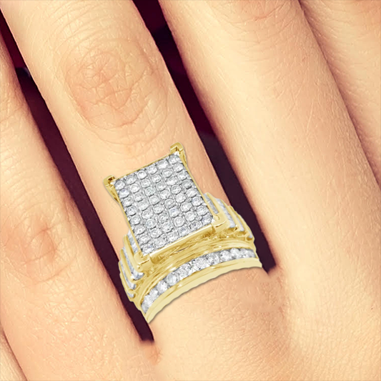 Diamond Engagement Ring 3 CTW Princess & Round Cut w/ Baguettes 10K White Gold