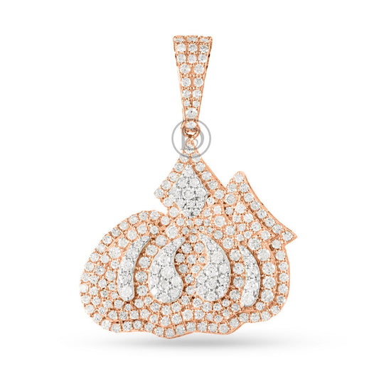 10K Yellow Gold ALLAH Pendant With 2.59CT Diamonds