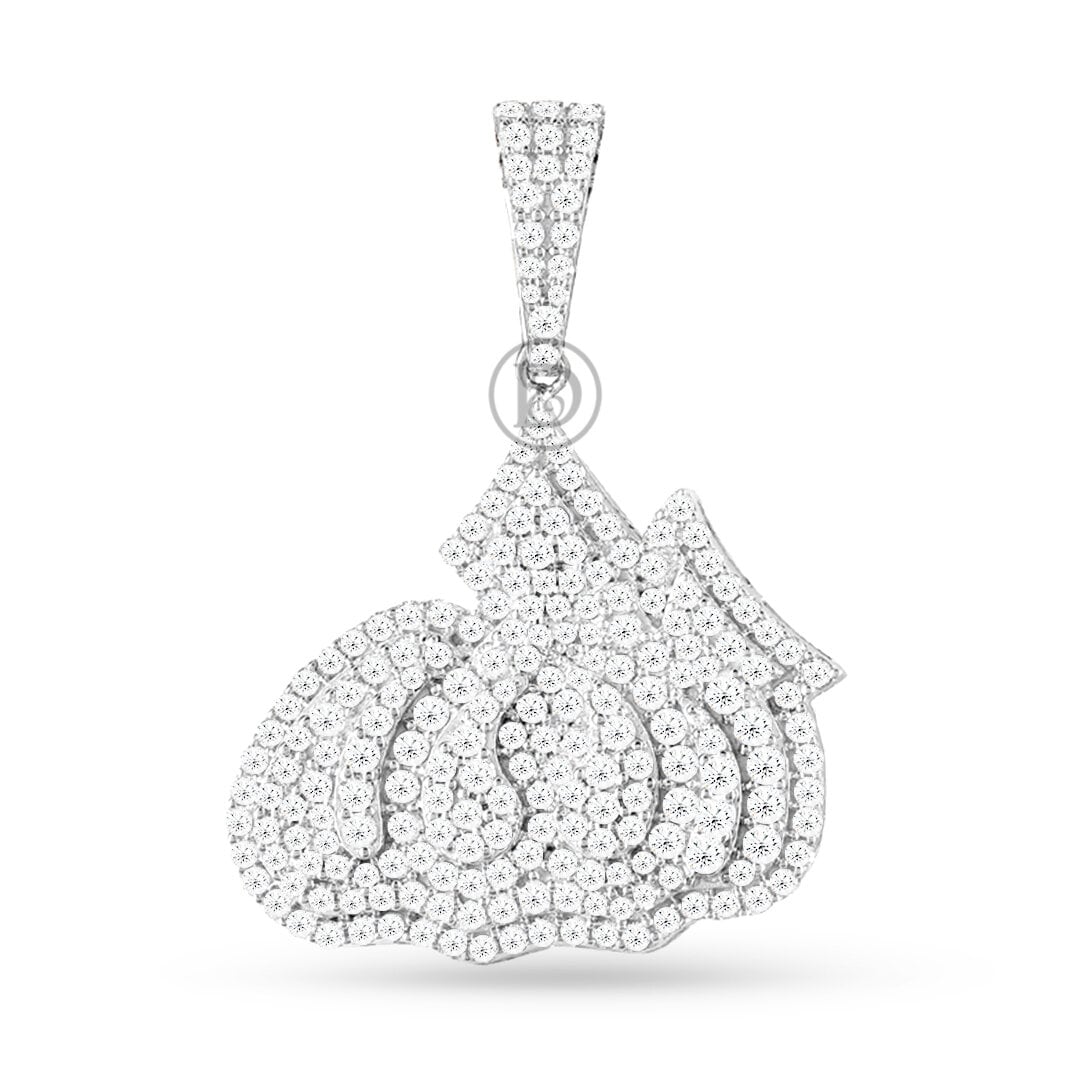 10K Yellow Gold ALLAH Pendant With 2.59CT Diamonds